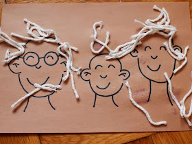 yarn hair family portrait craft