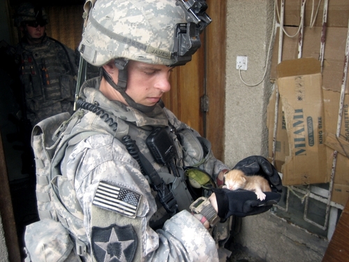  soldier holding kitty 