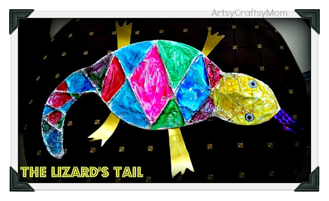 Lizard tail book craft with foil and ceramic paints
