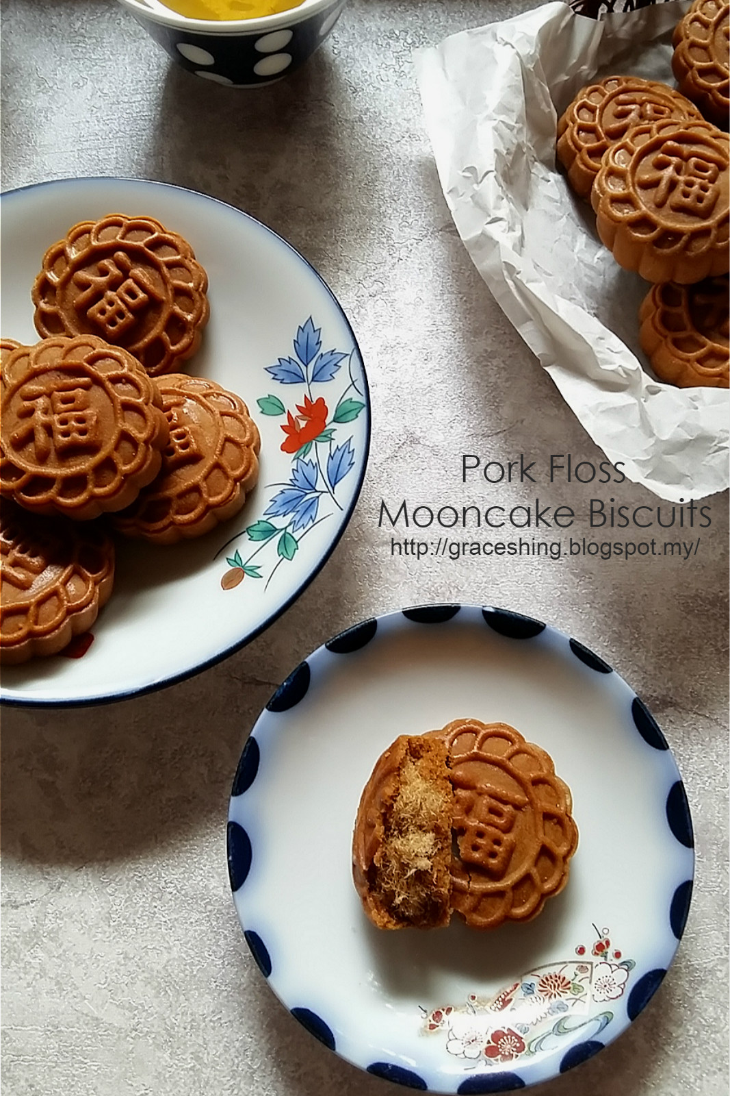 Grace's Blog 欣语心情 肉松公仔饼 Pork Floss Mooncake Biscuits