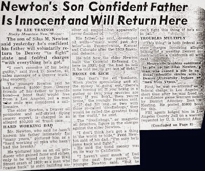 Silas Newton's Son Confident Father is Innocent –The Rocky Mountain News 10-17-1952
