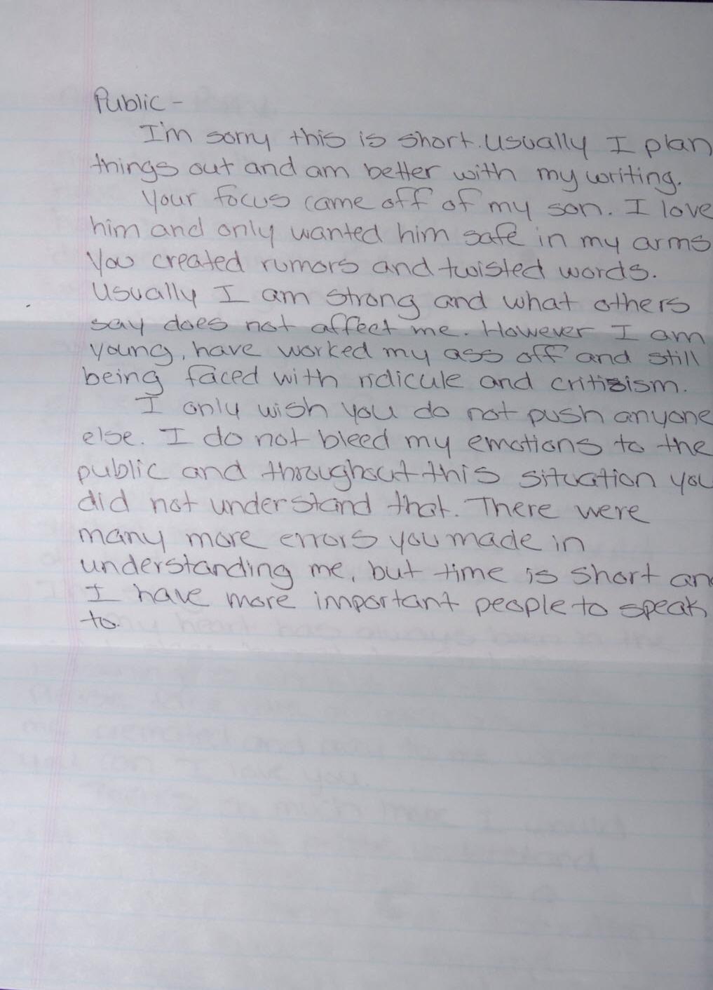 Statement Analysis ® Melinda Duckett Statement Analysis of Suicide Note