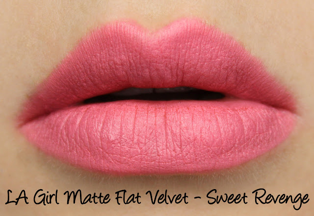 LA Girl Matte Flat Velvet Lipstick - Sweet Revenge Swatches & Review