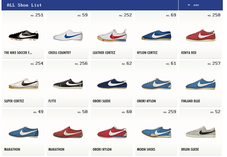 list types of nike shoes