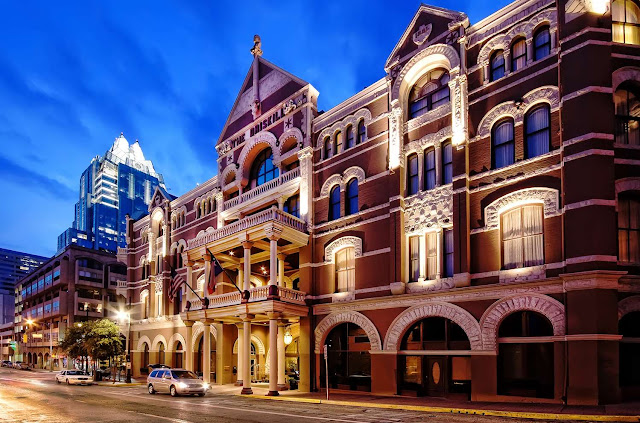 The famous Driskill Hotel in downtown Austin TX is an historic landmark of Texas hospitality, with a location on 6th street and luxury service.