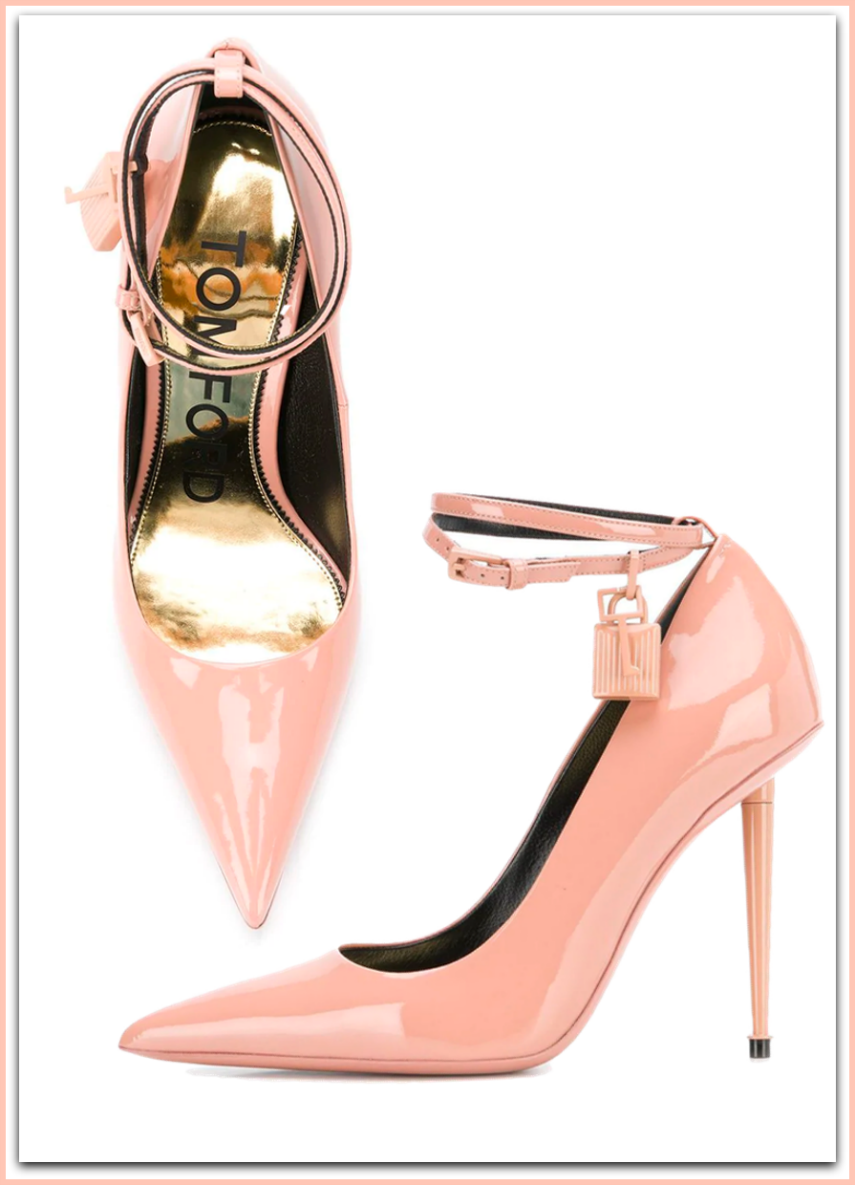 Tom Ford Padlock Pumps in Pink Calf Leather