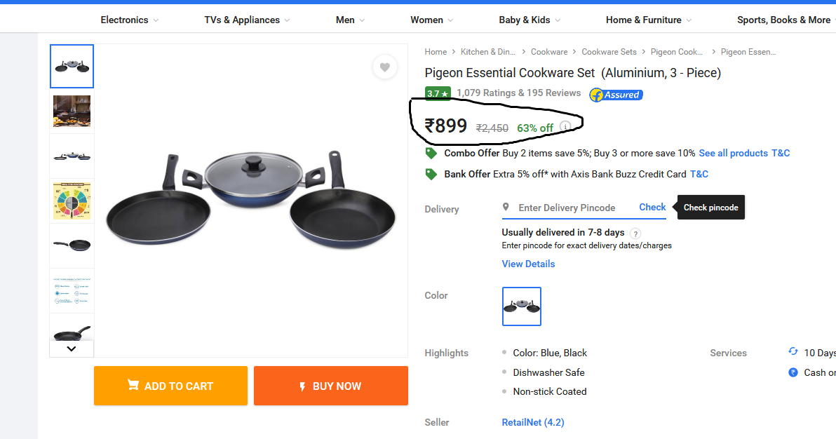 EntertainmentKishore Flipkart Pigeon Essential Cookware Set