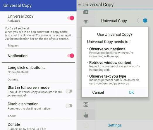 copy texts from any Android apps