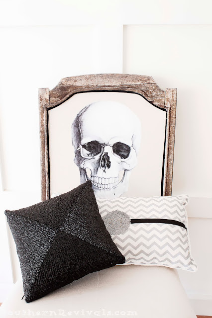DIY Halloween Skull Skeleton Chair Makeover Redo Upcycle