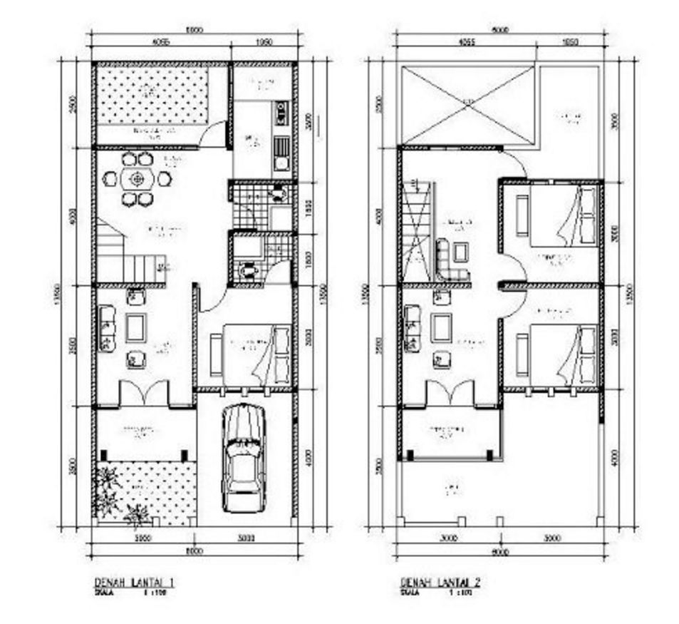 denah rumah minimalis 2 lantai