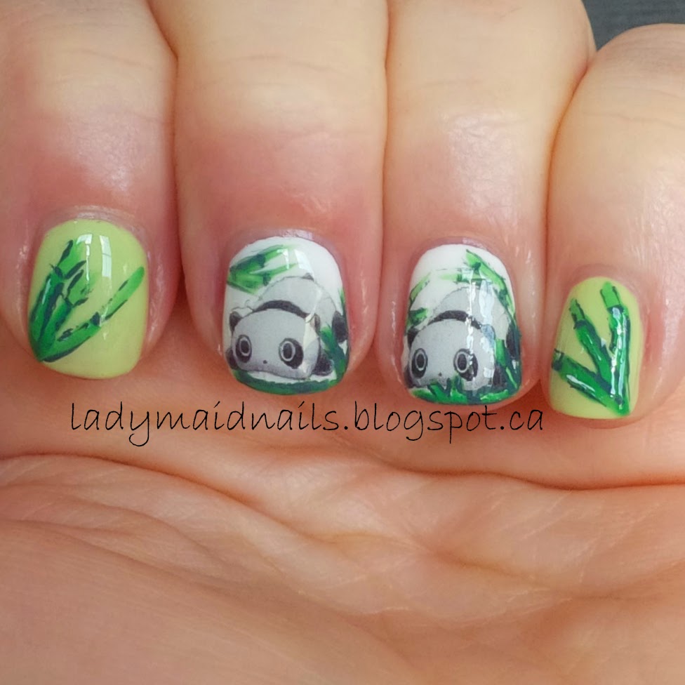 Lady Maid Nails: Green Goddess Creations, Panda Nail Decal