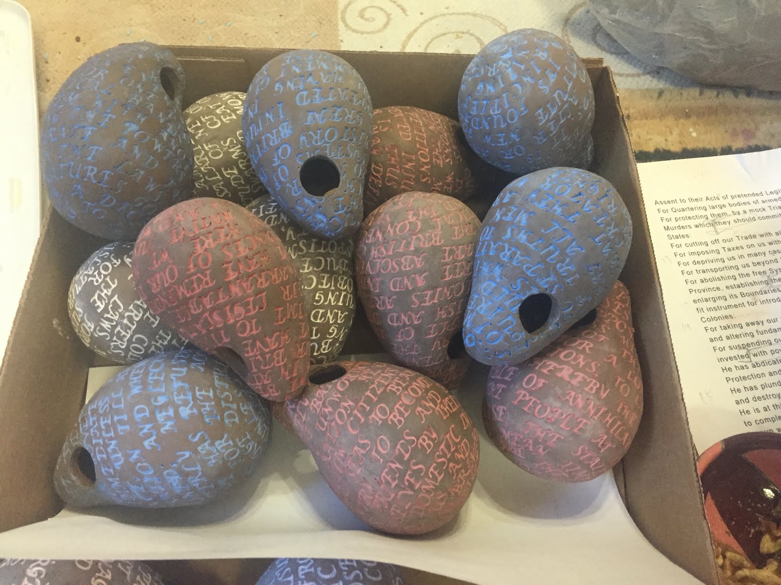 Rachel Dorn Ceramic Sculpture Under Glazing Text Bulbs