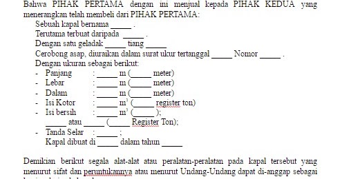 Contoh Surat Perjanjian Jual Beli Kapal Contoh Surat