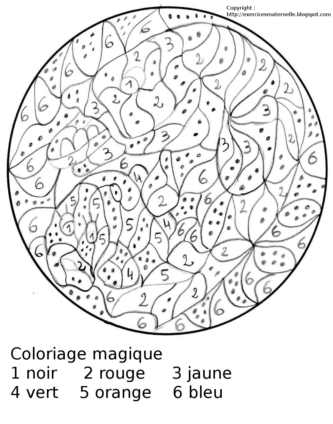 Maternelle: Coloriage magique, encore des poissons