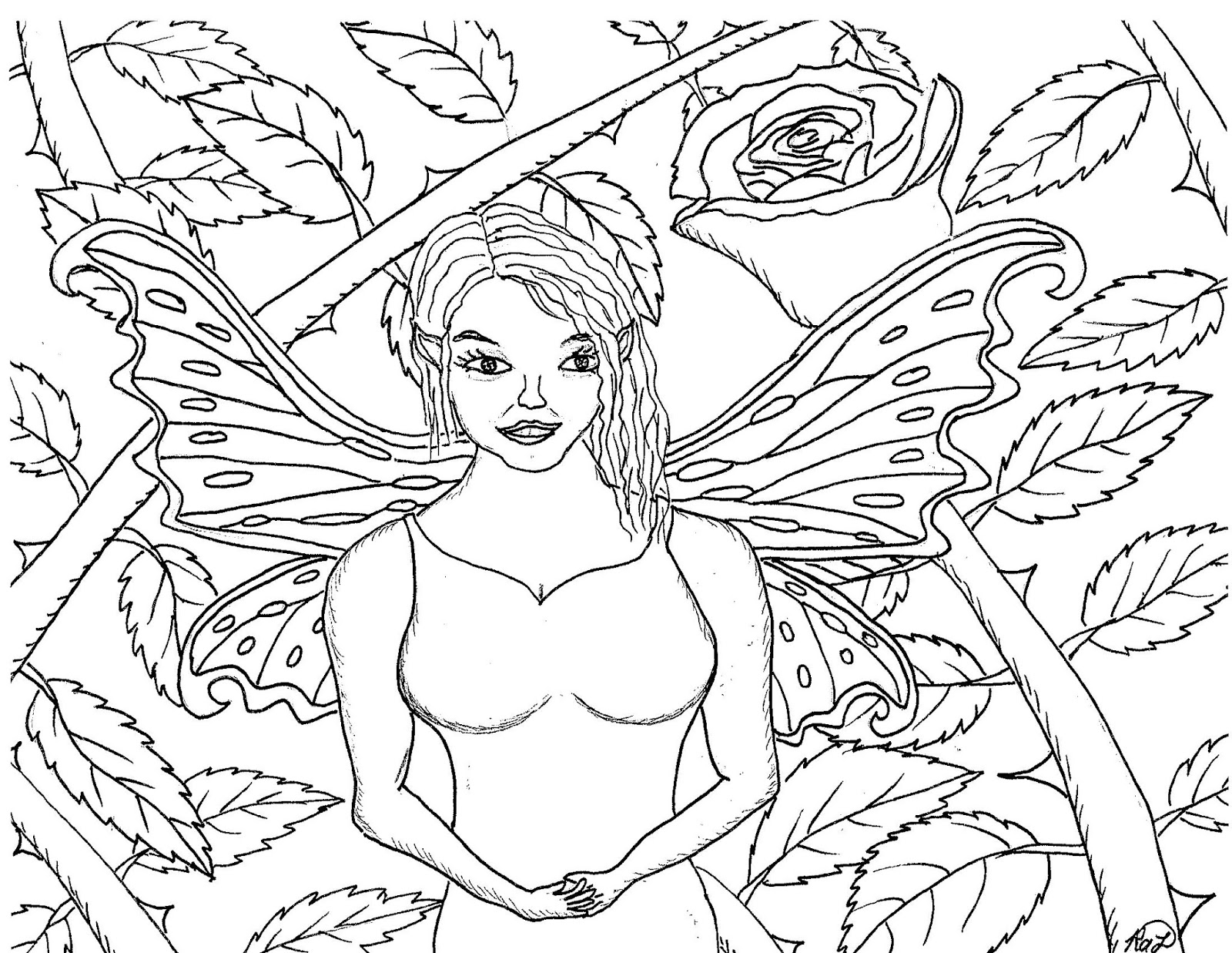 Robin S Great Coloring Pages Fairy Among The Roses
