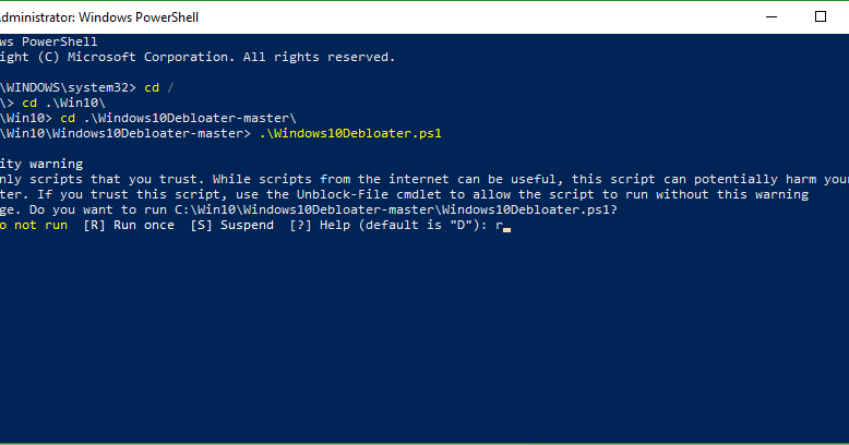 Decrapify / Debloat Windows 10 with a Powershell Script