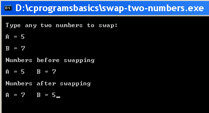C Program To Swap Two Numbers Using A Third Variable