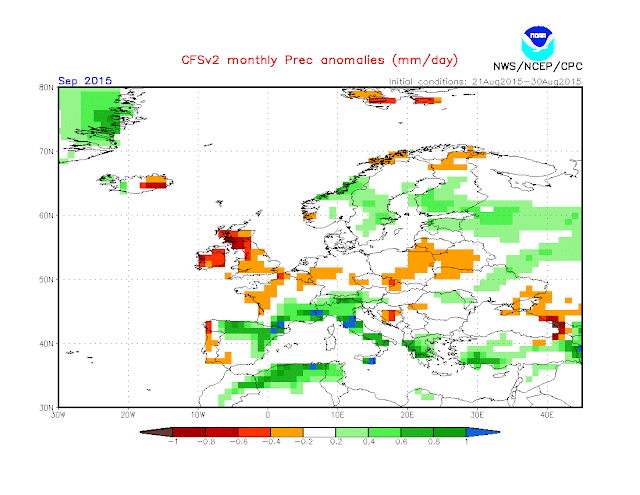 Previsión Estacional España Otoño 2015 según ECMWF NOAA
