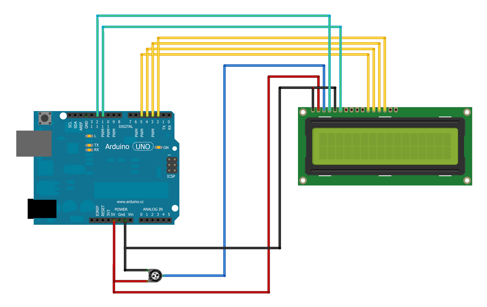 Namasudra: Wiring a 16x2 LCD display with Arduino