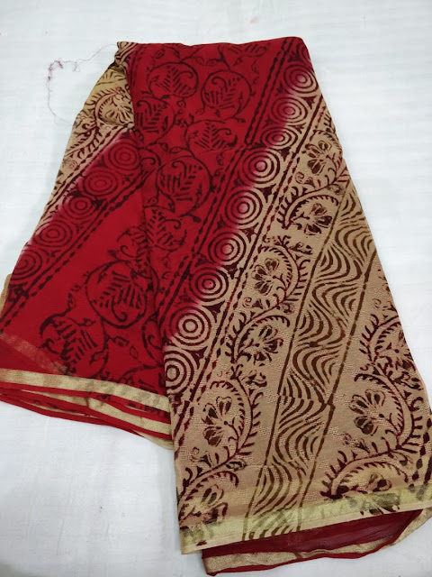 kalamkari Georgette sarees with blouse. 