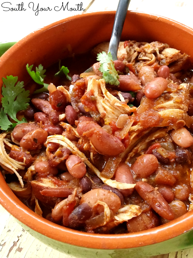 Slow Cooker Chicken Chili simmers low and slow in your crock pot for perfectly seasoned and tender chicken chili.