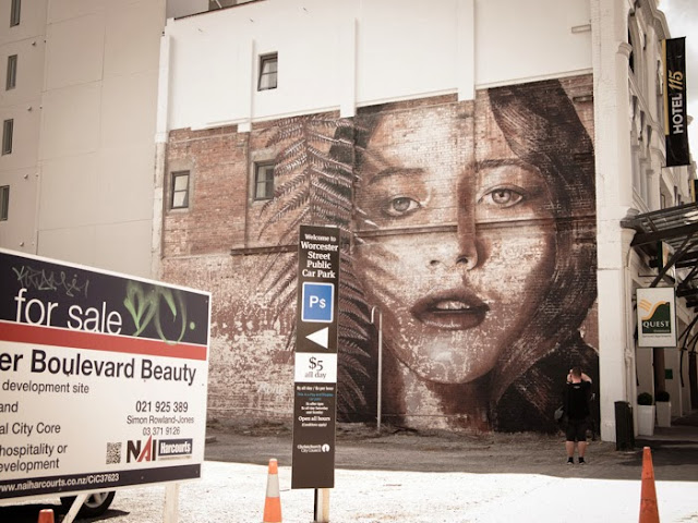 New Street Art Mural By Australian Artist RONE on the streets of Christchurch, New Zealand 3