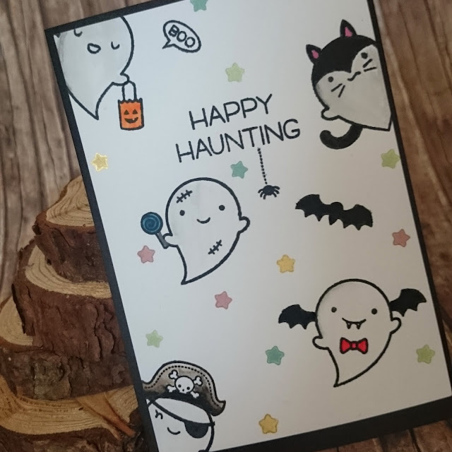 [DIY] Happy Haunting Little Ghosts Say Hi Happy Halloween Greeting Card