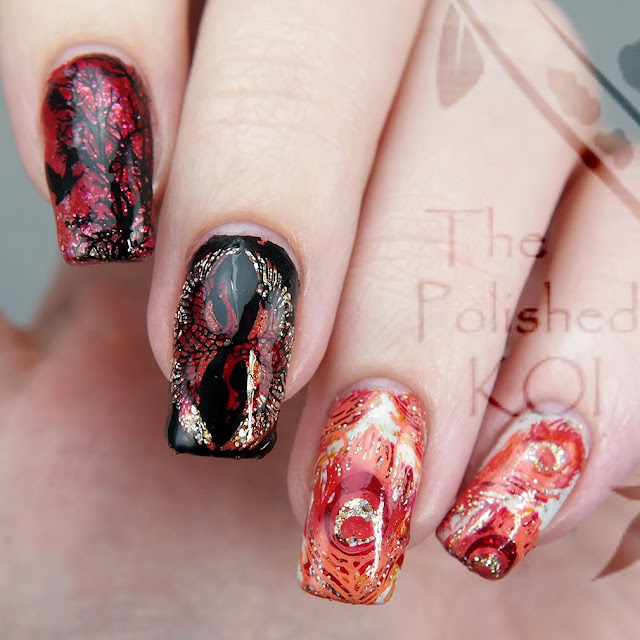 Fire bird nail art