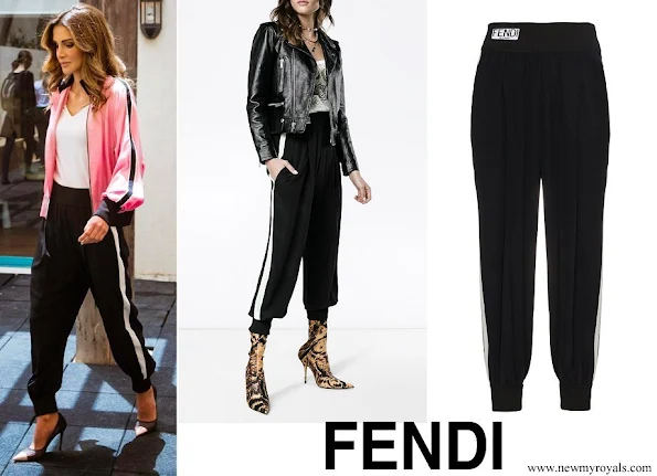 Queen Rania wore FENDI Stripe Logo Track Pants