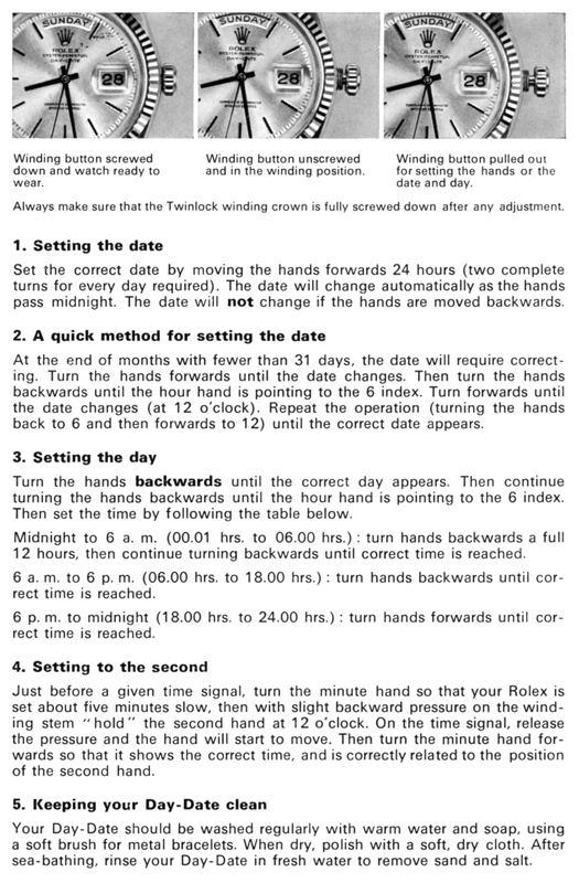 Rolex Non Quick set Day Date President Instructions, How To Set.