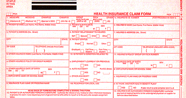 medical billing: CMS 1500 claim form billing instruction