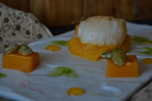 Vieira con texturas de calabaza - Hoy cocina Vivi