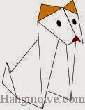 Bước 18: Vẽ mắt, mũi để hoàn thành cách xếp chú chó Dingo bằng giấy theo phong cách origami nghệ thuật.