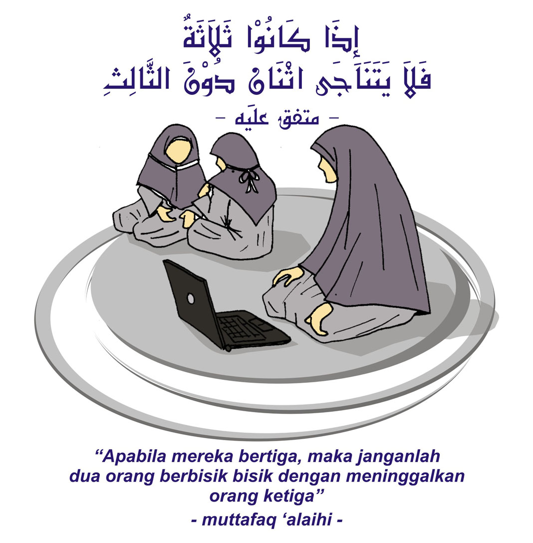 Gambar Kartun Muslimah Sahabat Sejati Bertiga - Nano Gambar