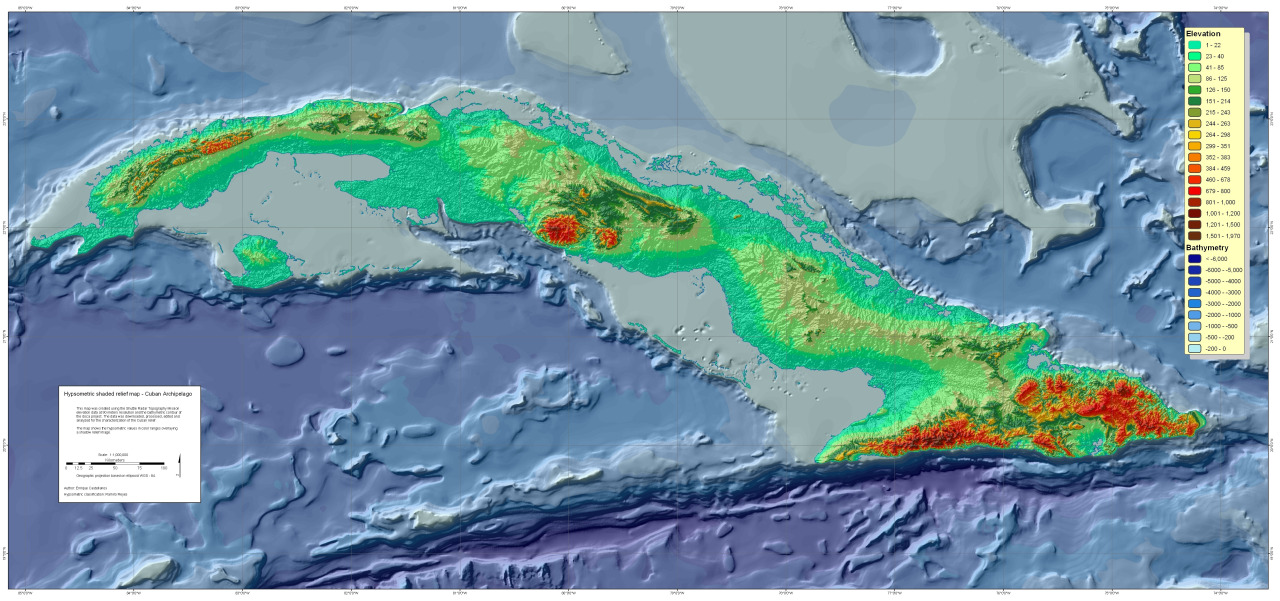 A detailed topographic map of Cuba - Vivid Maps