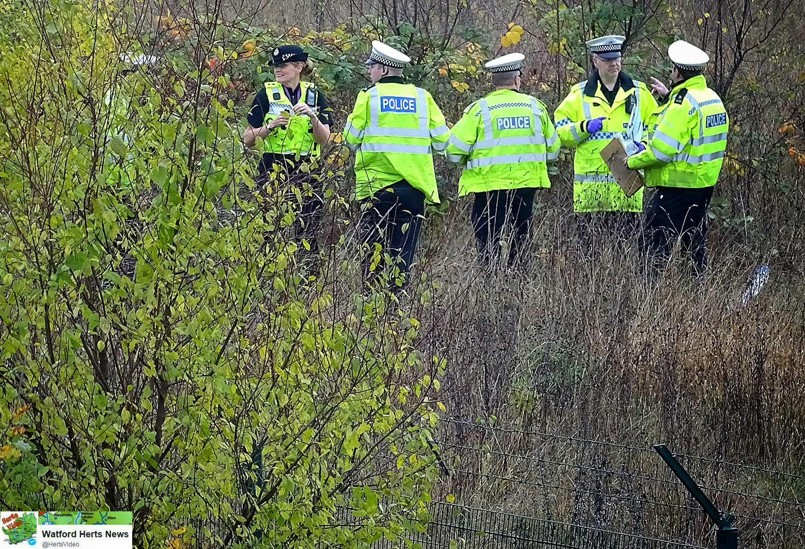 Tragic Car Accident Scene of BMW Driver went across roads then fence in Watford Car Accident