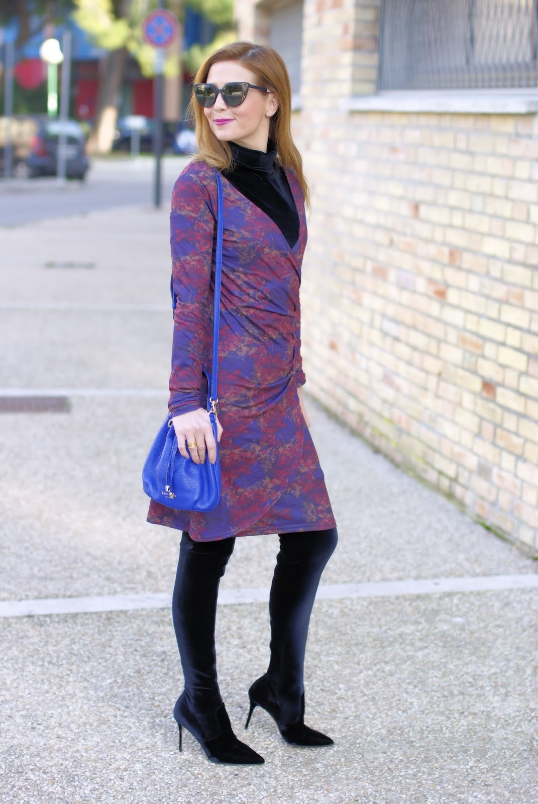 How to wear a wrap dress in winter velvet boots Fashion and Cookies