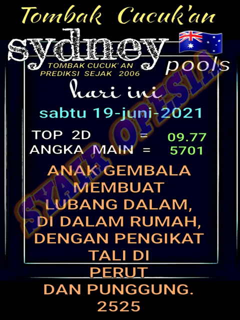 Syair Sdy Hari Ini Sabtu 19 Juni 2021 Opesia Official