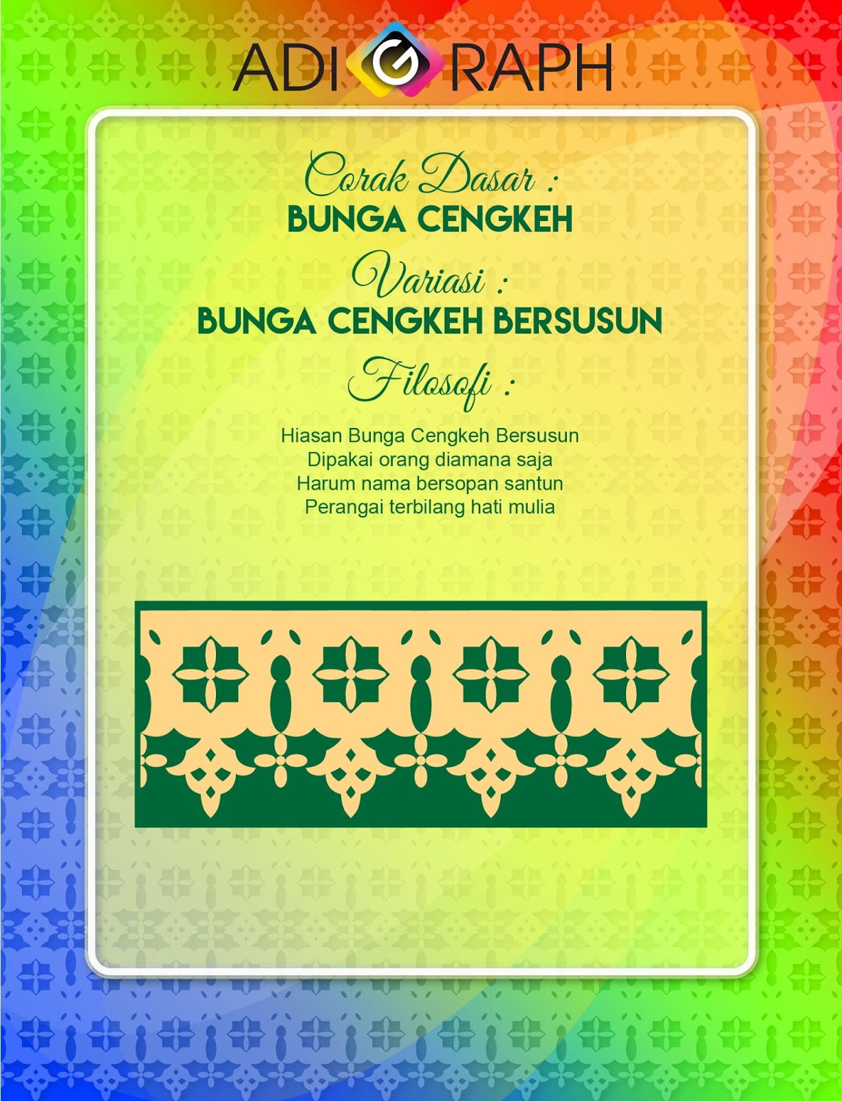 Adhigraph Vector Motif Melayu Corak Bunga Cengkeh Bersusun
