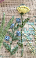 Embroidered Blue and Yellow Flowers