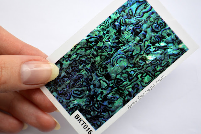 mother of pearl green sticker nail art bps