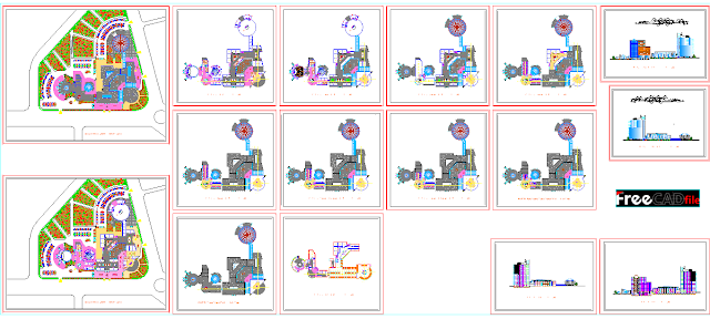 Complete commercial center in DWG format