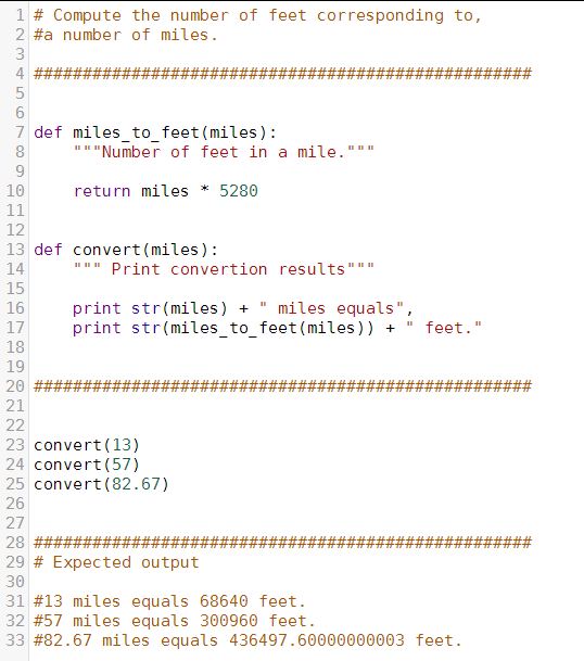 Convert miles to feet in python