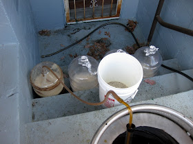 Filling the alternative fermenters.