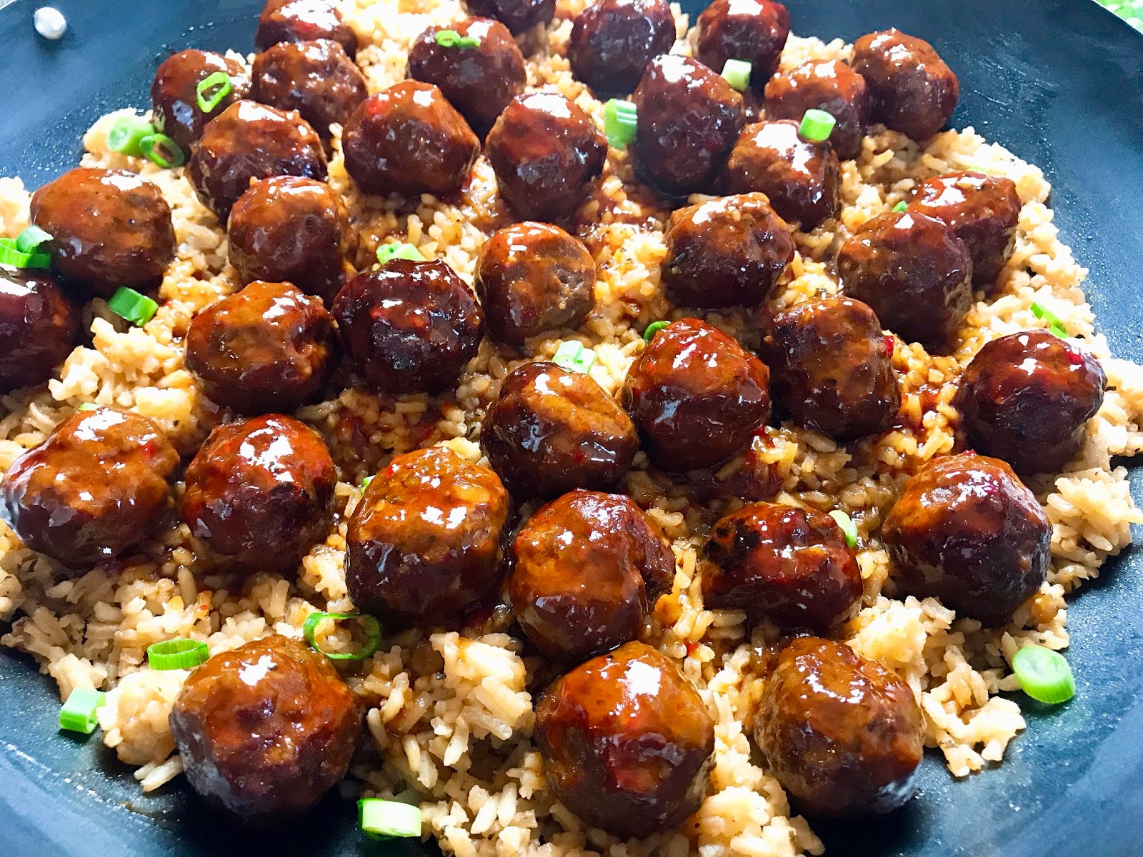 Sweet, Sour and Smoky Meatballs with Fried Rice