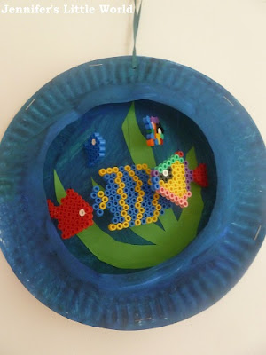 Hama bead aquarium paper plate craft