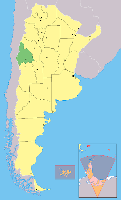 Mapa de localização da província de San Juan - Argentina