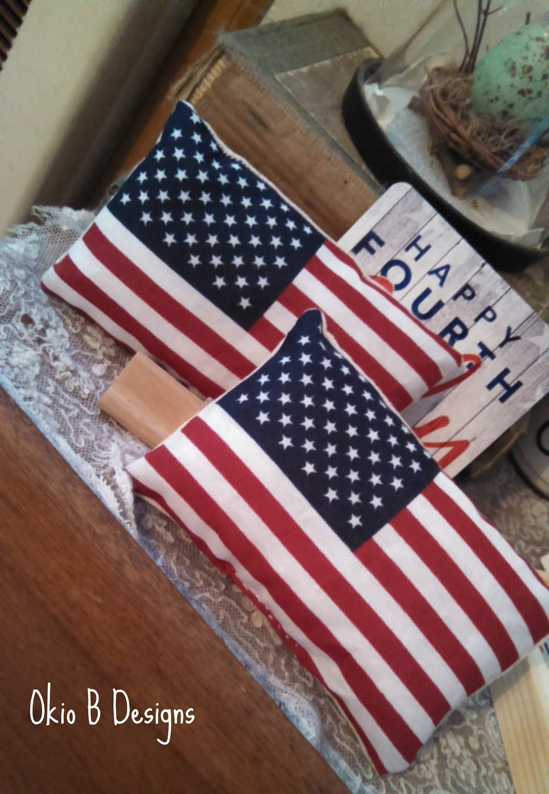 mini american flag pillows Okio B Designs
