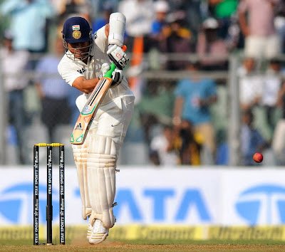 Sachin Tendulkar plays his trademark flick into the leg side, India v West Indies, 2nd Test, Mumbai, 1st day, November 14, 2013