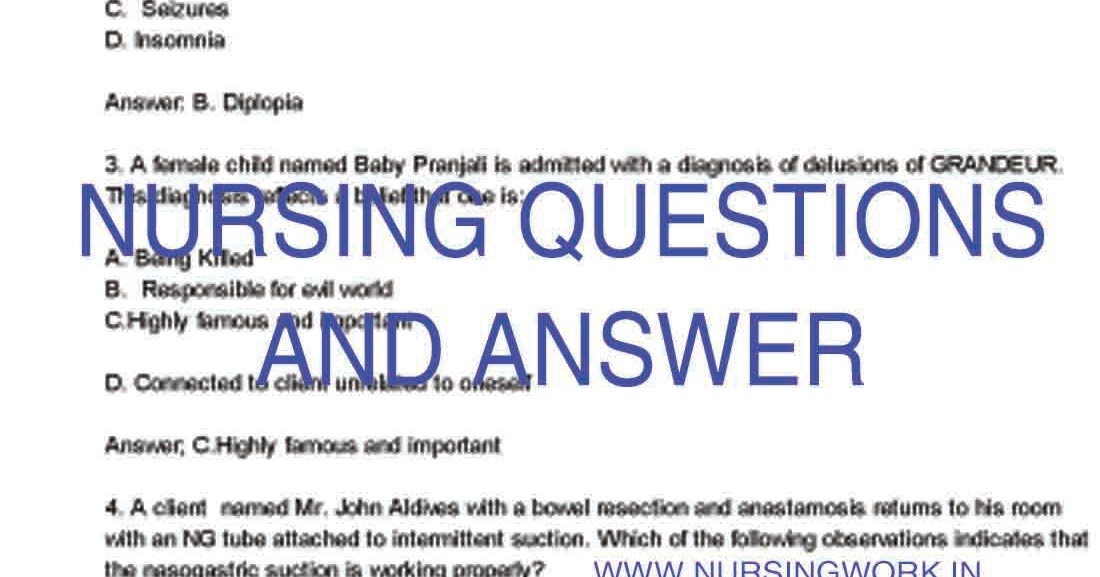 Nursing Question Answers AIIMS